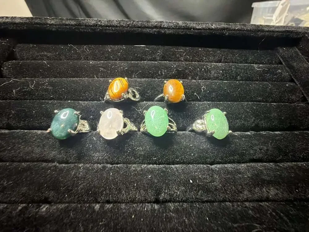 Natural Stone Gemstone Ring Bundle Size 6